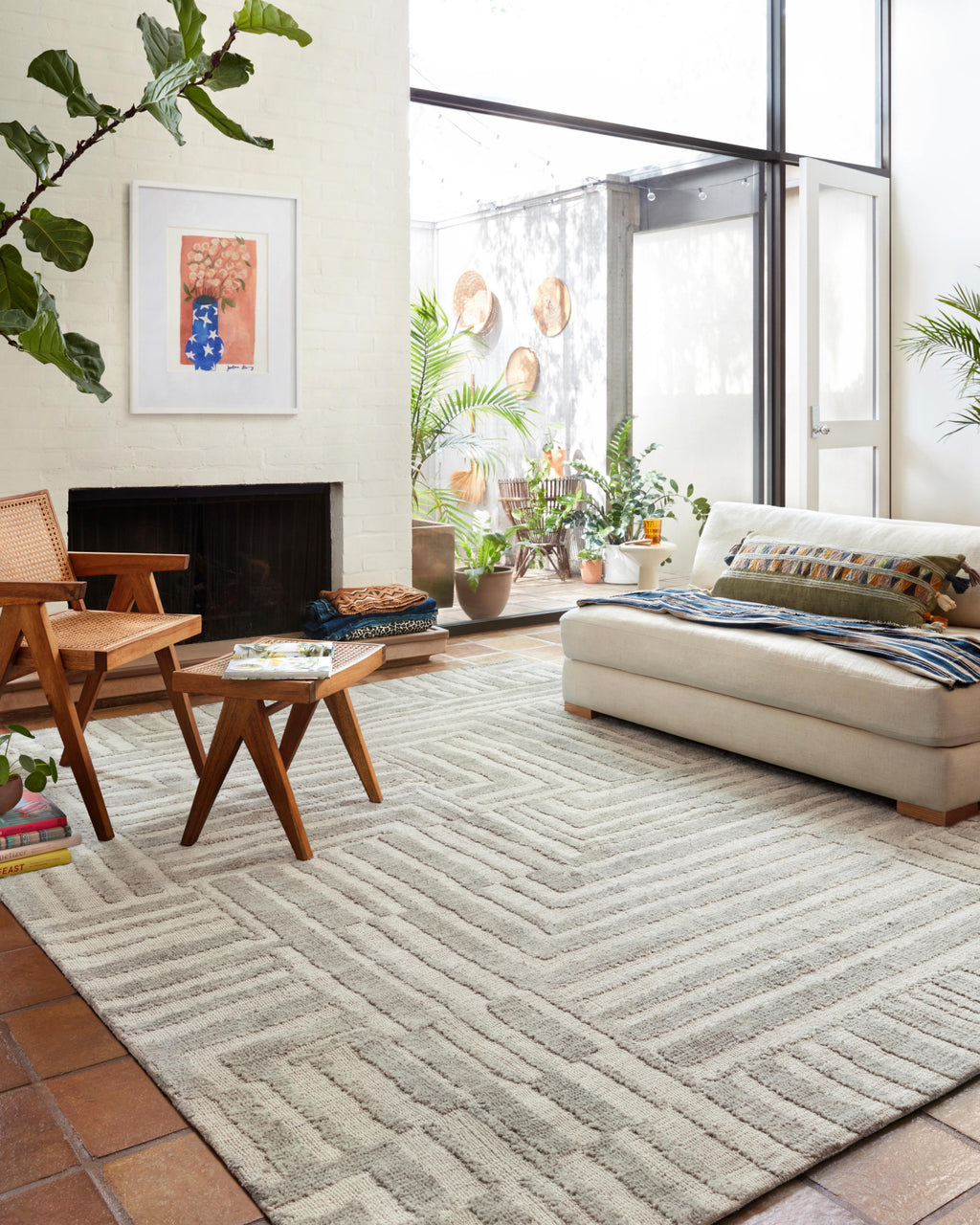 Loloi Yeshaia YES-03 Oatmeal/Silver Area Rug by Justina Blakeney Lifestyle Image Feature