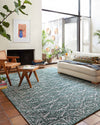 Loloi Yeshaia YES-08 Teal/Dove Area Rug by Justina Blakeney Lifestyle Image Feature