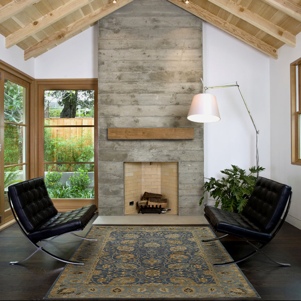 Momeni Zarin ZR-03 Blue Area Rug Roomshot Feature