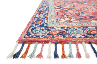 Loloi Zharah ZR-03 Rose/Denim Area Rug Corner Shot Feature