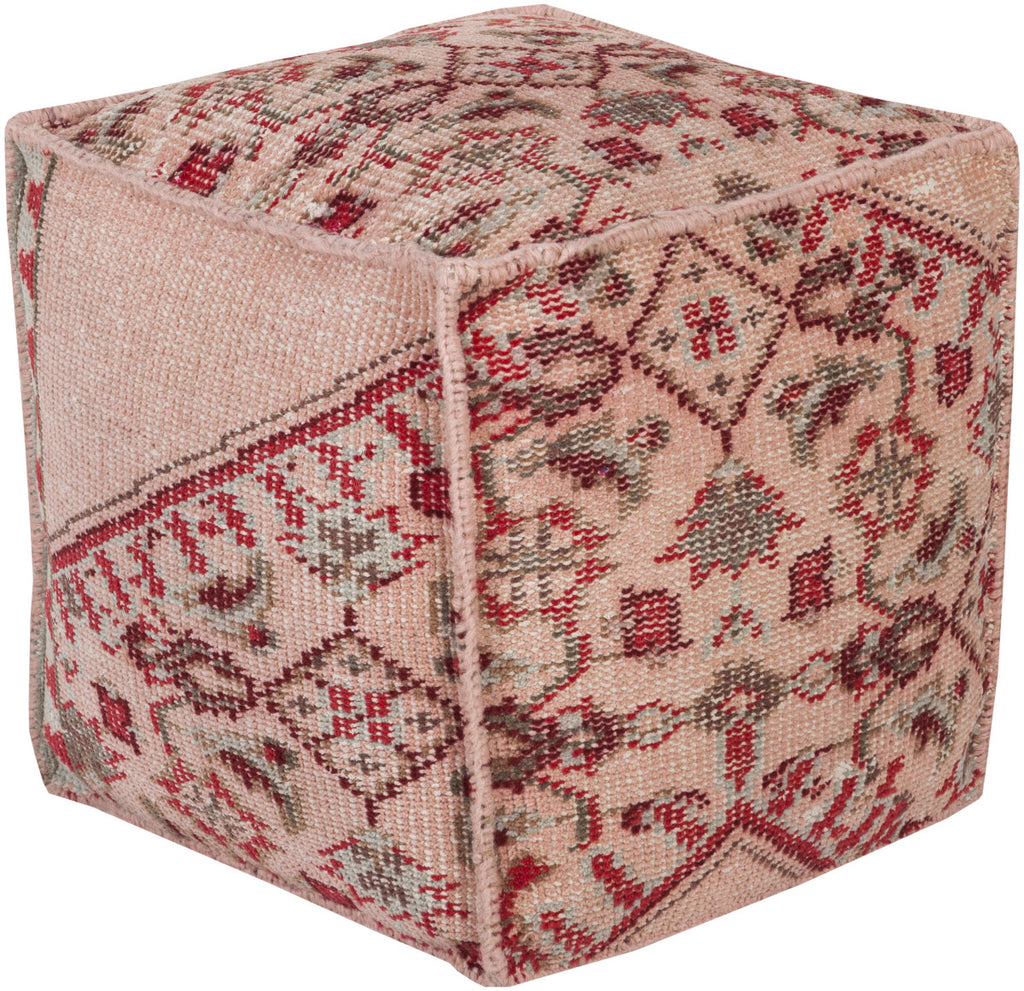 Surya Zahara ZHPF-006 Pink Pouf 18 X 18 X 18 Cube