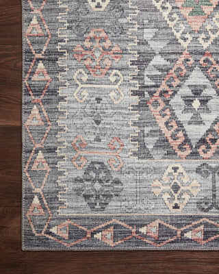 Loloi II Zion ZIO-01 Grey/Multi Area Rug Corner On Wood