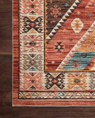 Loloi II Zion ZIO-05 Red/Multi Area Rug Corner On Wood