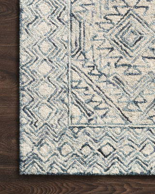 Loloi II Ziva ZV-03 Bluestone Area Rug Corner On Wood