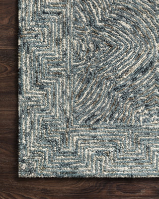 Loloi II Ziva ZV-04 Denim Area Rug Corner On Wood