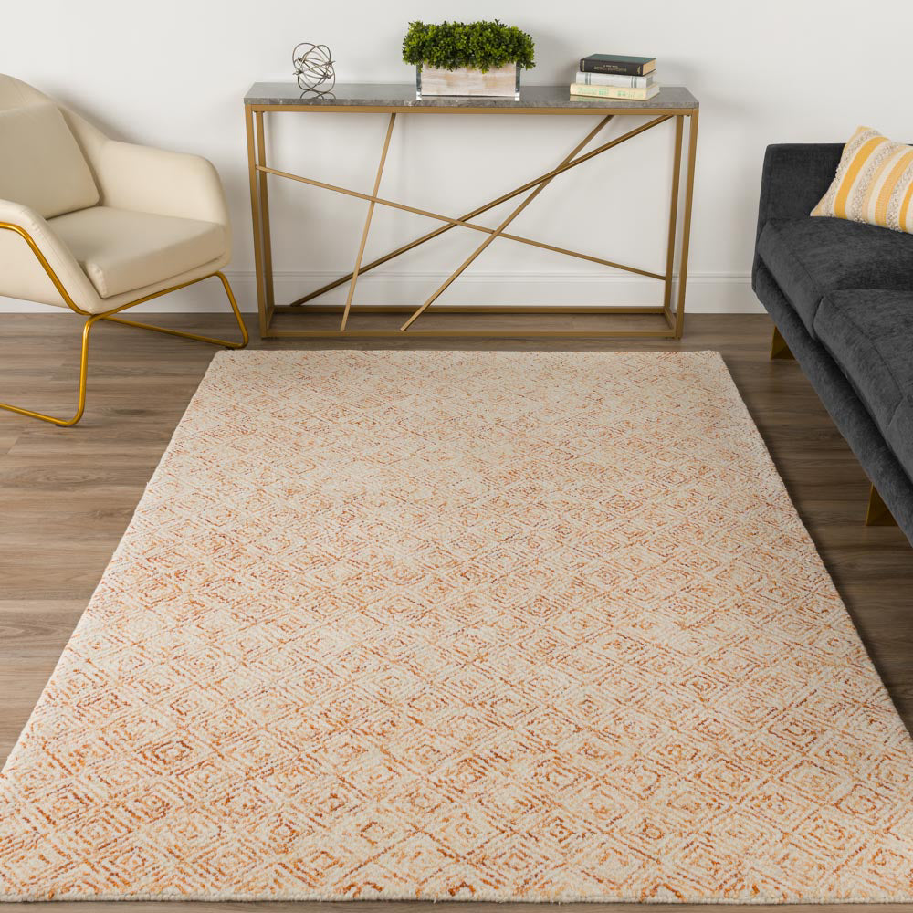 Dalyn Zoe ZZ1 Orange Area Rug Room Scene Featured